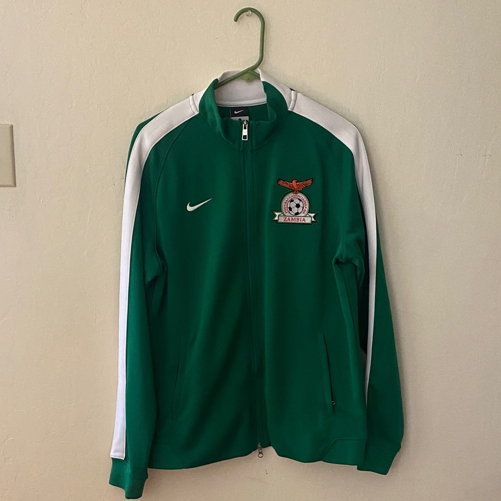 Men’s Track Nike Zambia Training Green and White Zip-Up Jacket size Large